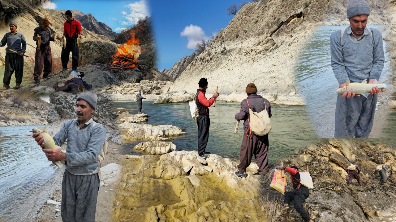 🎣🌊IRAN Nomadic Life: An exciting and amazing story of fishing in the Khersan River | Difficult roads