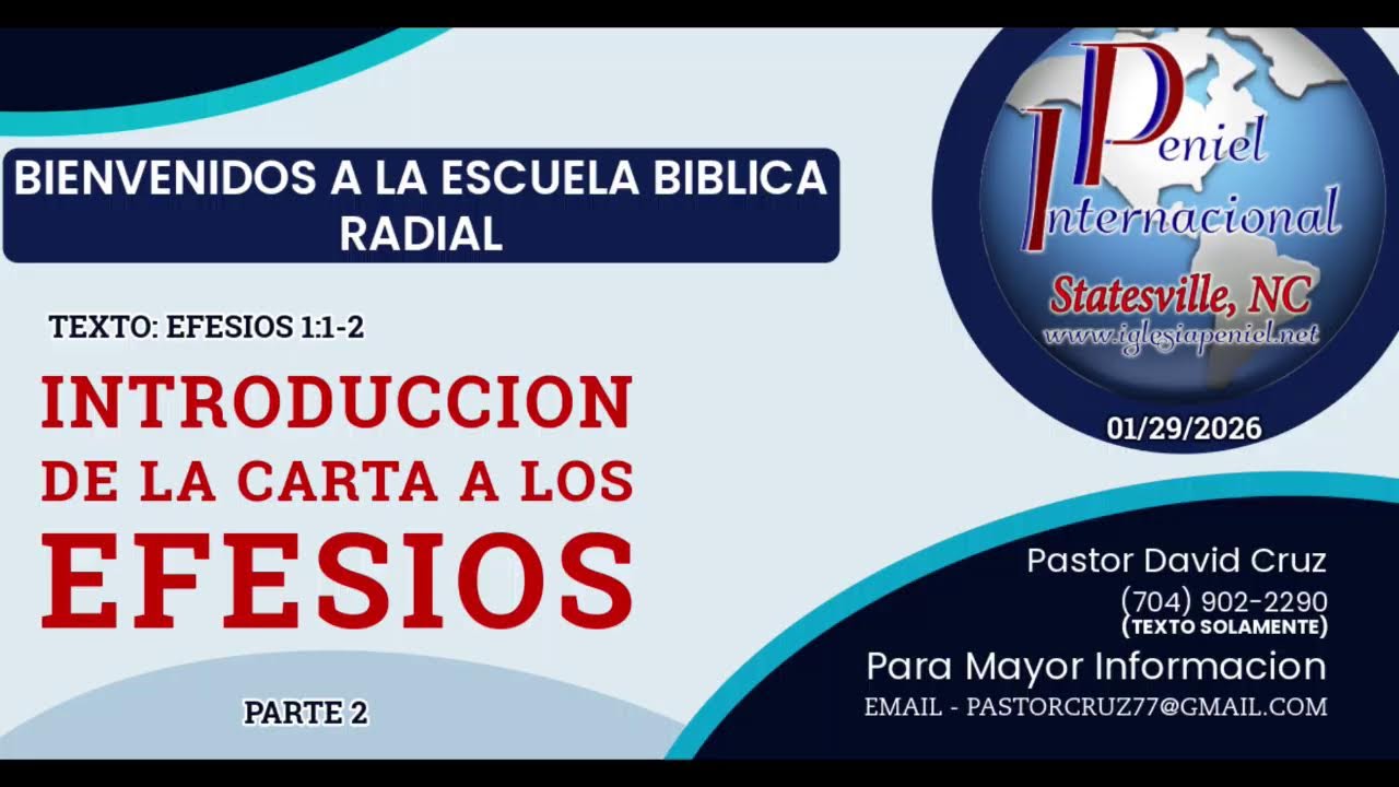 01.29.2026 - E.B.R. - EFESIOS 1:1-2 - INTRODUCCION DE LA CARTA A LOS EFESIOS - PARTE 2