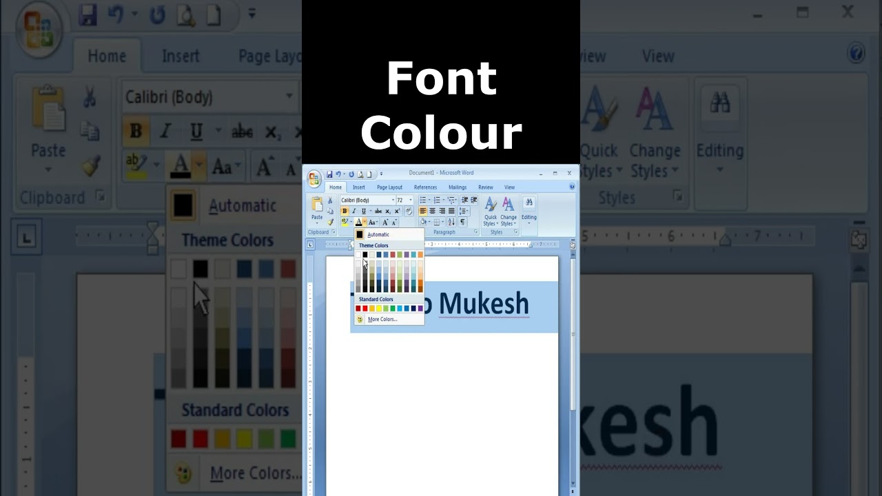 कम्प्यूटर बेसिक | Font Colour Setting | Microsoft word Computer #shorts