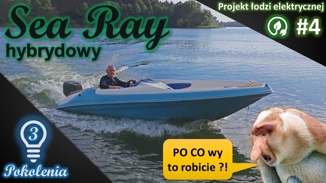 Motorówka hybryda - zaburtowy silnik elektryczny przerobiony ze spalinowego + silnik stacjonarny