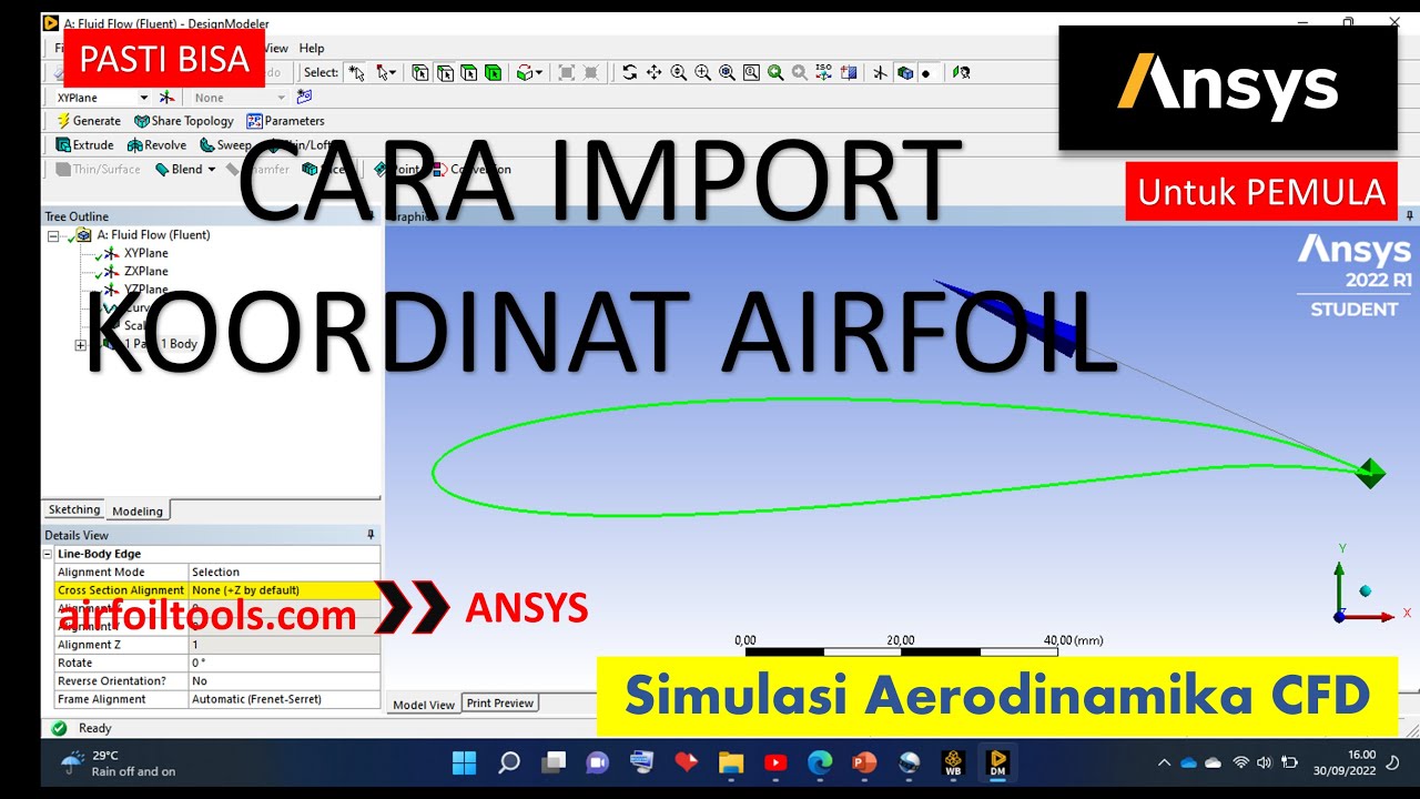 Cara Import Koordinat Airfoil | Tutorial Ansys Student-6 | Preprocess CFD Aerodinamika Sayap Pesawat