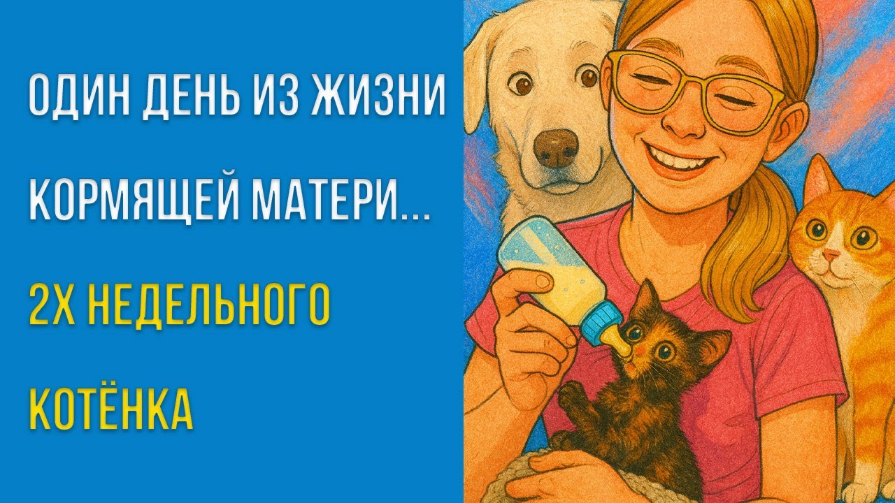 Один день из жизни кормящей матери 2хнедельного котёнка 