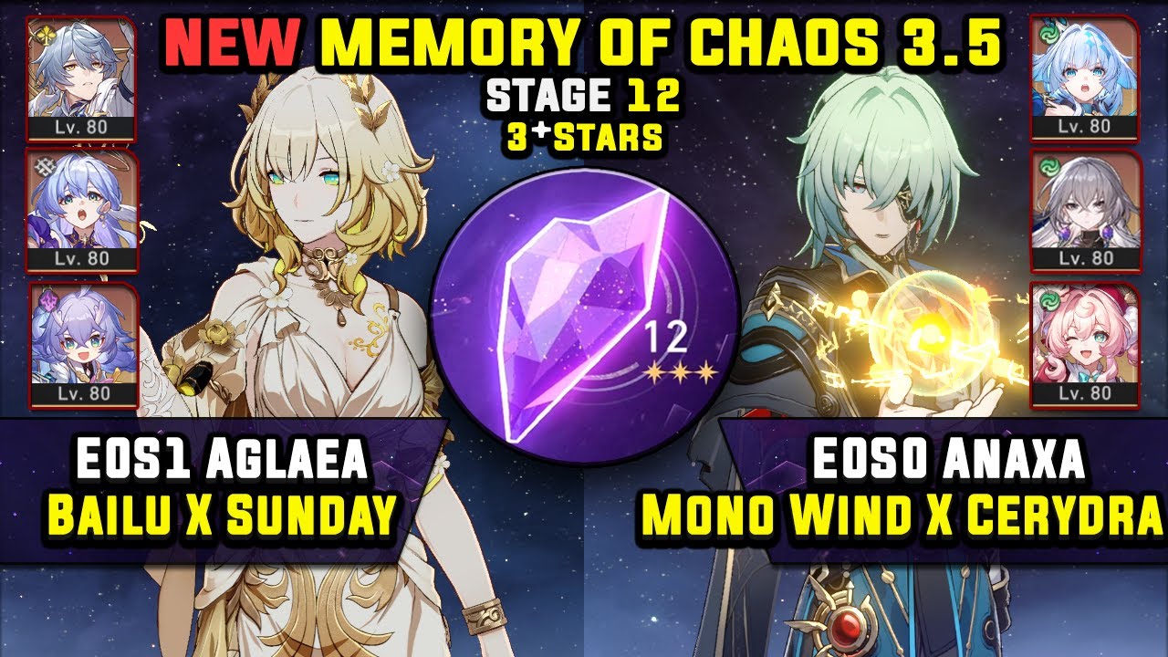 E0 Aglaea Carry & E0 Anaxa Carry W/ Cerydra (3 Stars) NEW Memory Of Chaos 12 Honkai Star Rail 3.5