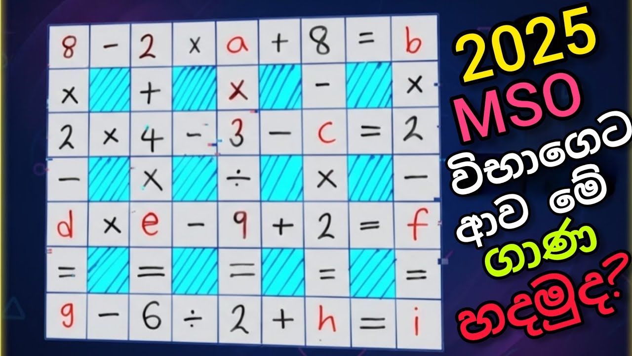 මෑත කාලයේ රජයේ තරග ව්භාග වල IQ ප්‍රශ්න පත්‍රයට අනිවාර්යයෙන් ආව ගාණ📍📍📍