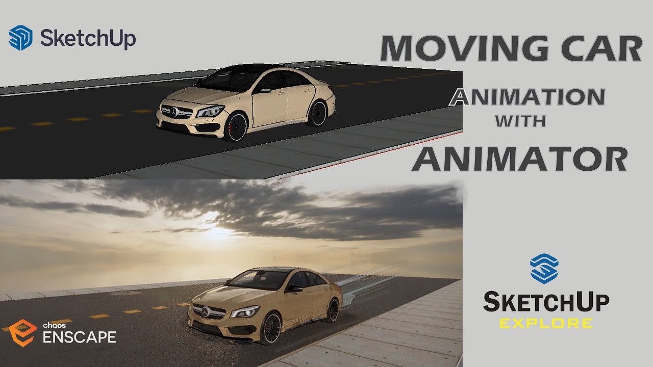 Creating a moving car animation with Animator in SketchUp for Enscape
