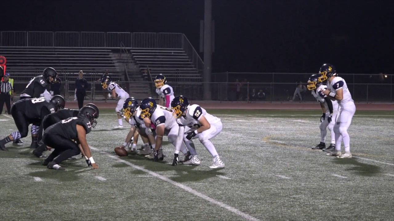 Tustin High School Football Anthony Casares Pick Six with the big hit stick block of Josaiah Aiono