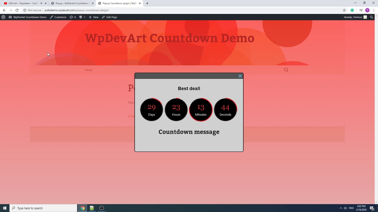 WordPress Popup Countdown Plugin - Animated Timers