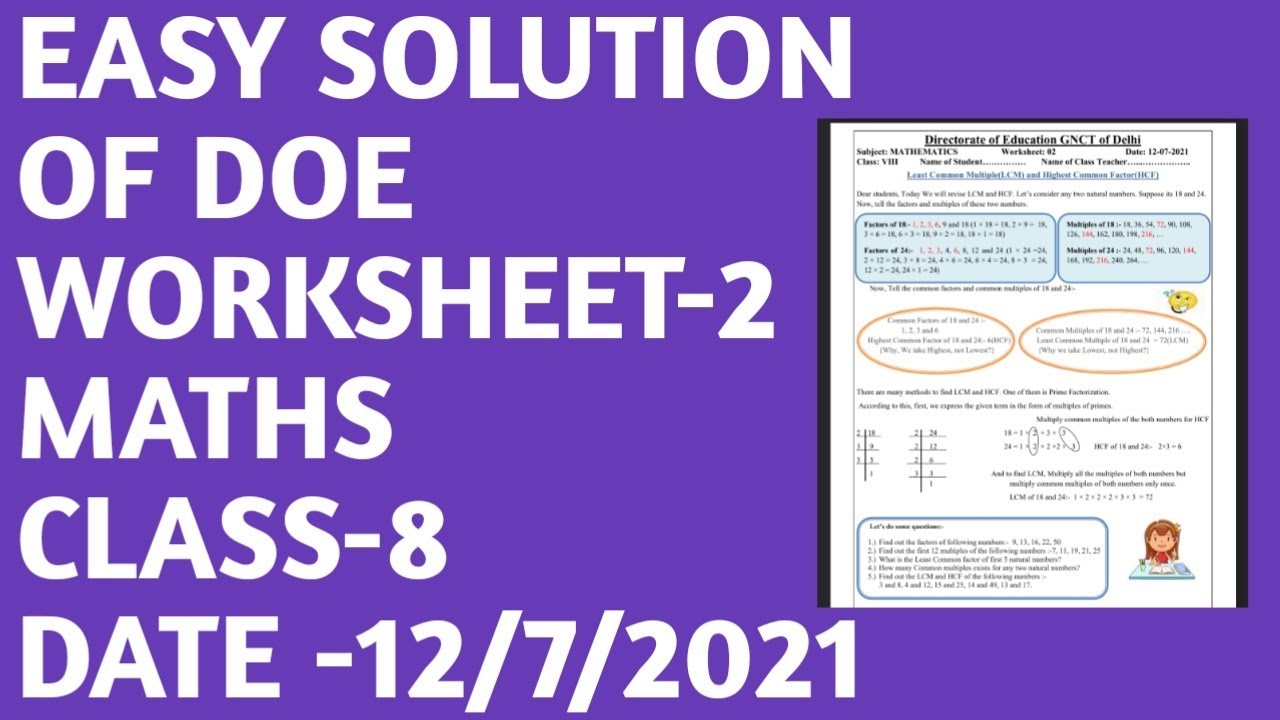 CLASS-8||MATHS|| SOLUTION OF DOE WORKSHEET-2||DATE 12/07/2021