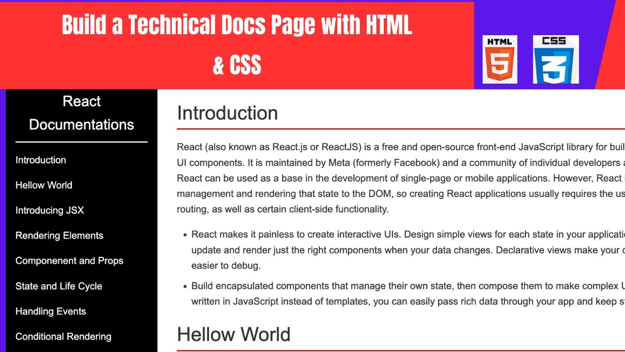 Build a Technical Documentation Page With HTML & CSS | Step-by-Step Tutorial