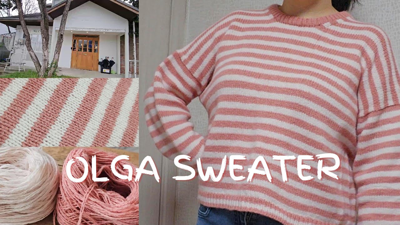[뜨개로그] 츄파춥스 딸기크림맛 올가스웨터 뜨는 기록 + 누뗀카페 | 올가스웨터 | Olga Sweater | 라쿤럭스 | 에어울