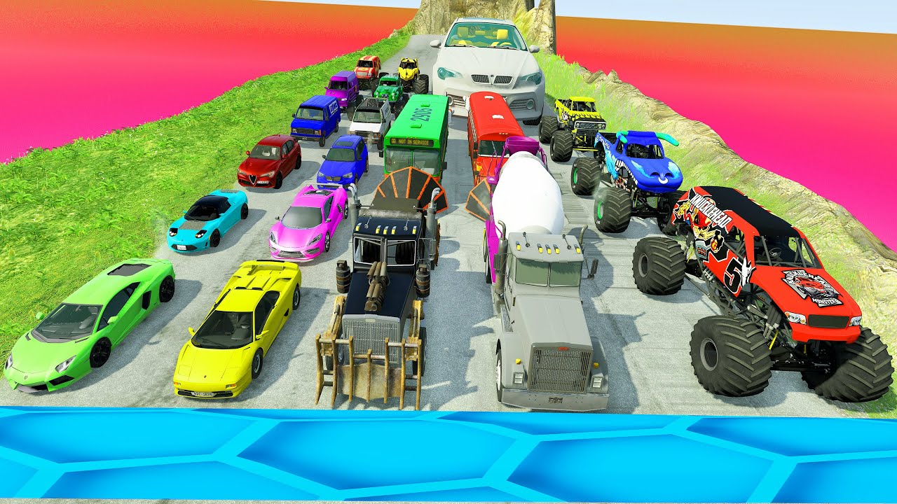 HT Gameplay Crash # 829 | Big Cars vs Speed Bumps & Monster Trucks vs DOWN OF DEATH in Thorny Road