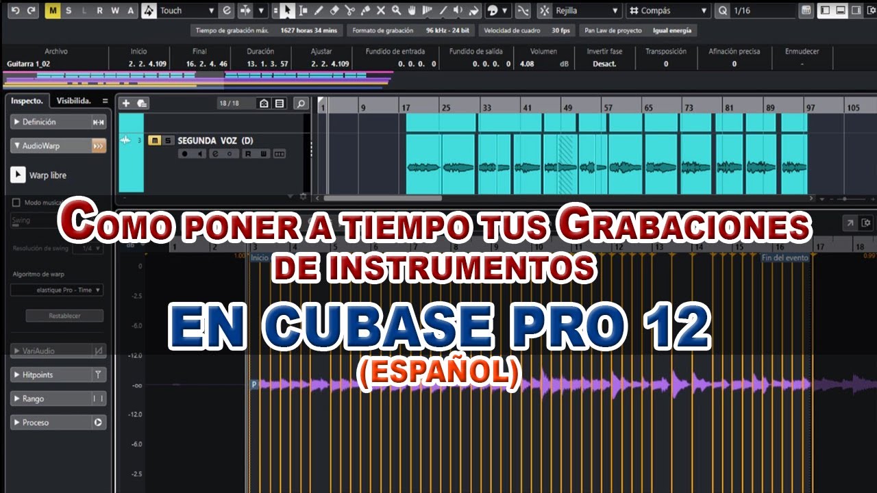 Como poner a tiempo tus grabaciones de Instrumentos EN CUBASE 12 (TUTORIAL)