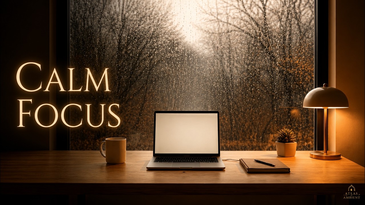 Minimalist Rainy Workspace  Calm Focus, Deep Work & Productivity Ambience