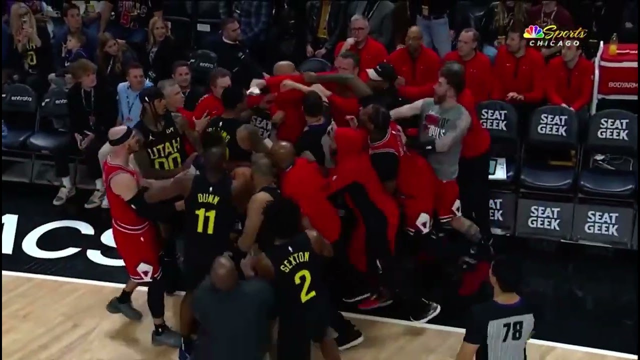 Altercation between John Collins - Torrey Craig and Bulls asst coach #nba