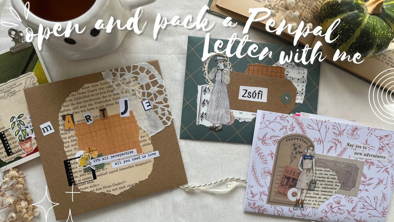 Open and pack Penpal Letters with me – autumn  letters 🍁🍂- asmr and lofi, no talking, journal 💌👩🏼‍🎨