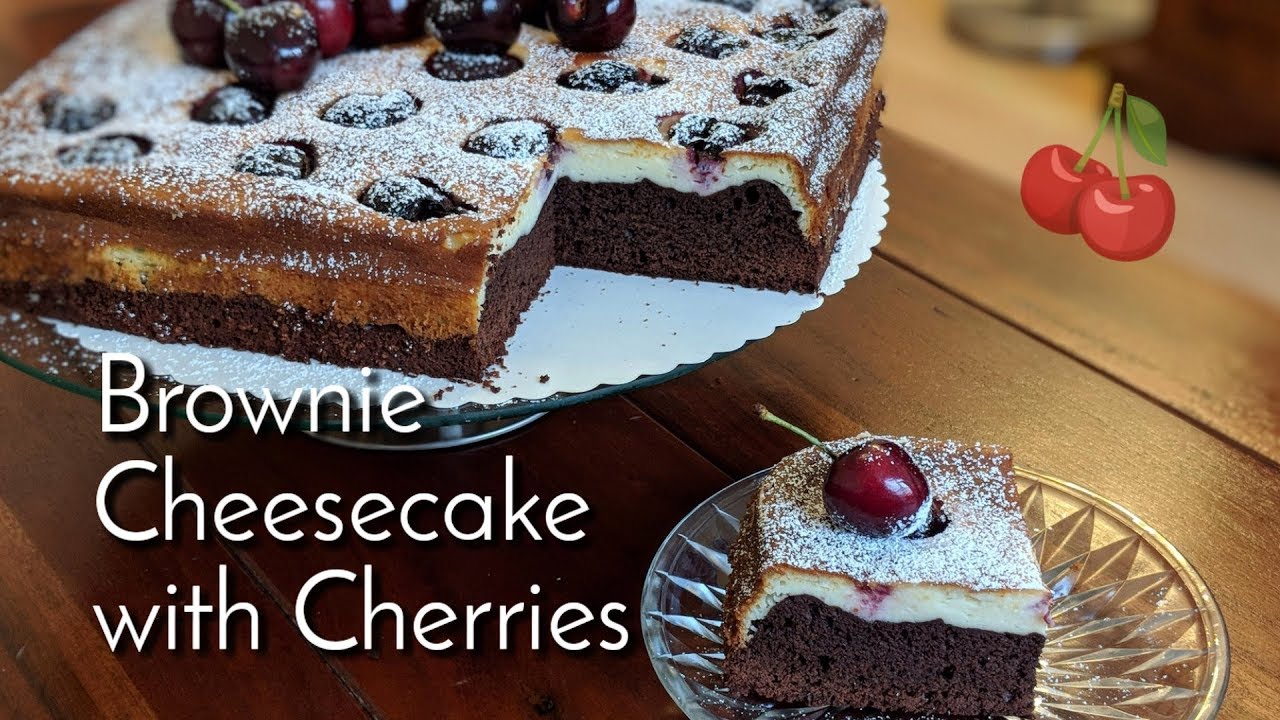 Brownie Cheesecake with Cherries