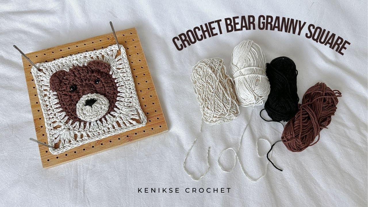 Crochet bear granny square tutorial I Cute and easy granny square