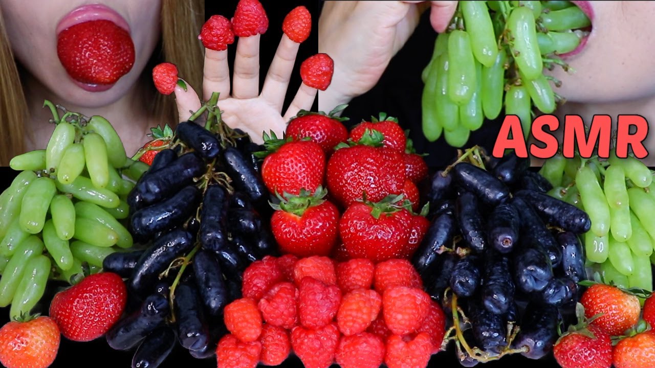 ASMR FRESH FRUIT FEAST! BLACK MOON DROP GRAPES, RASPBERRIES, STRAWBERRIES 먹방