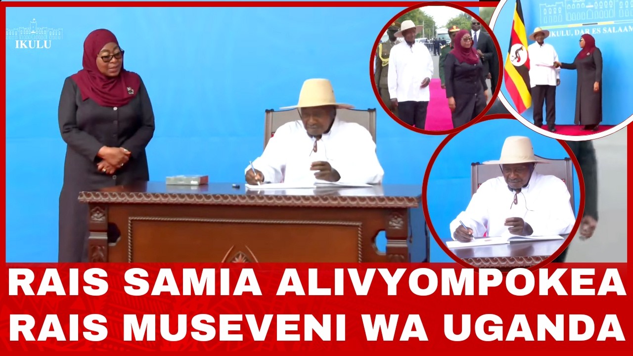 RAIS MUSEVENI ALIVYOPOKELEWA NA RAIS DKT. SAMIA SULUHU HASSAN IKULU YA TANZANIA