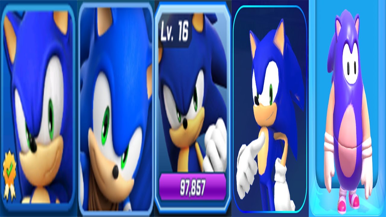I use SONIC the HEDGEHOG in 5 Different Games ( Dash, Boom, Forces, Roblox, Fall Guys) Gameplay