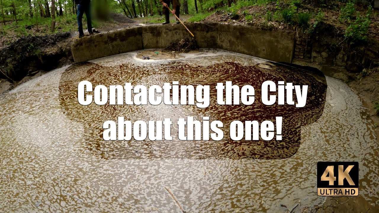 Unclogging the Culvert at a small retention pond in 4K