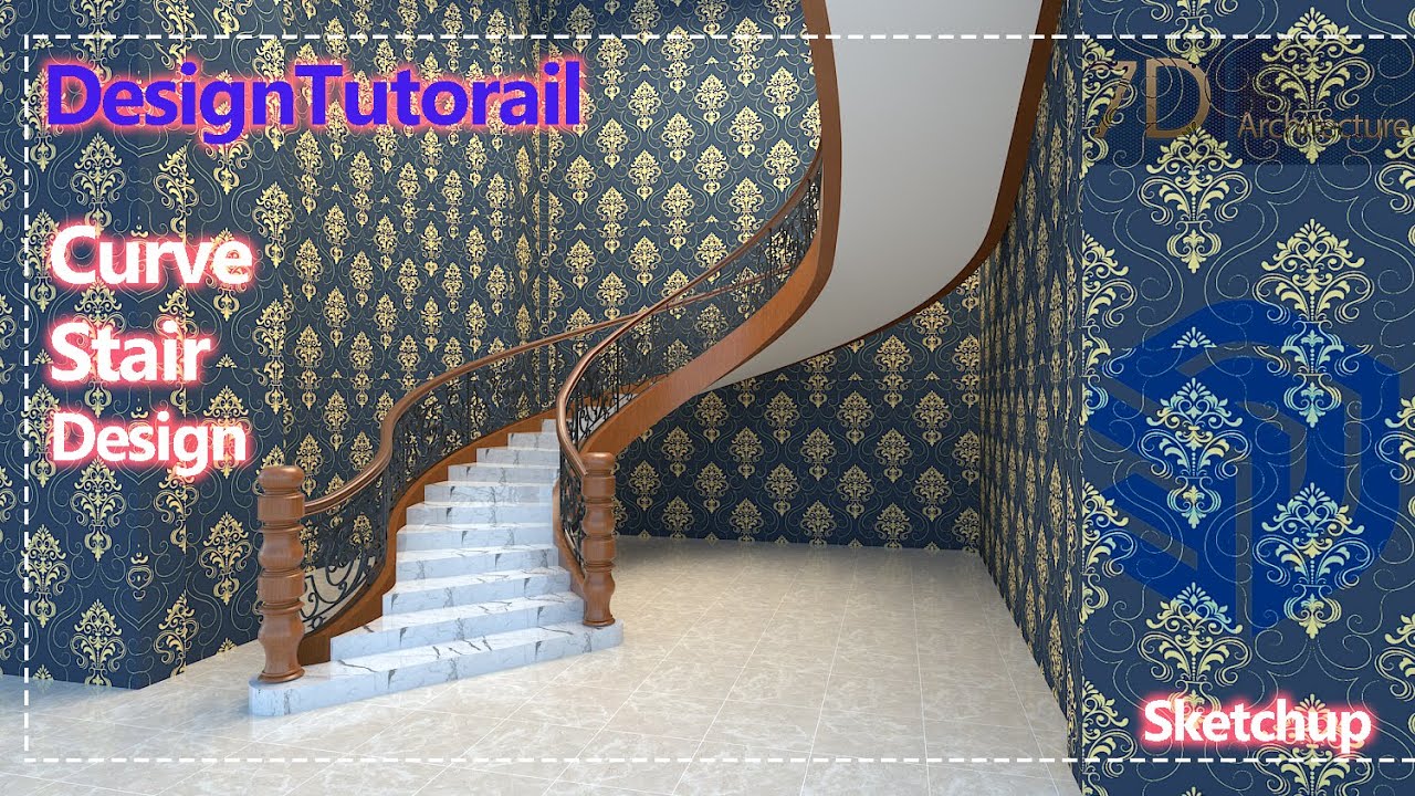 How To Make Curved Stair Railing In SketchUp - Tutorial
