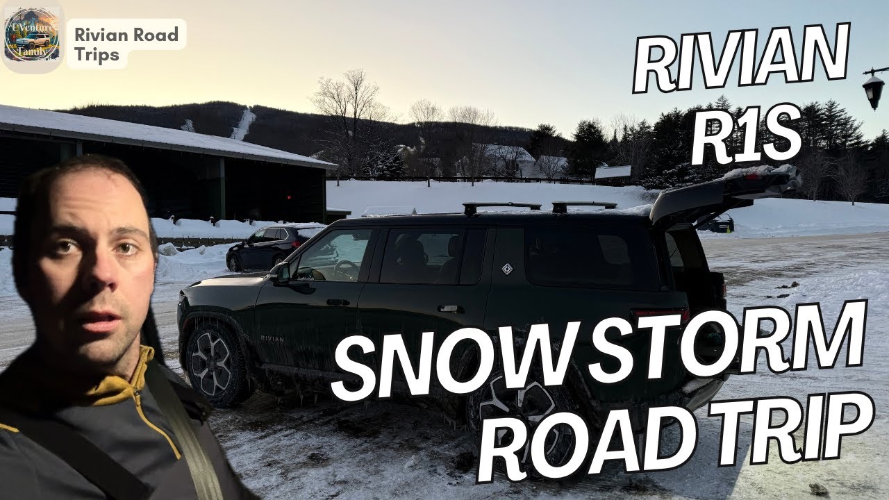 Rivian R1S is the Ultimate Snowy Winter Ski Road Tripper handling the snow with no problem