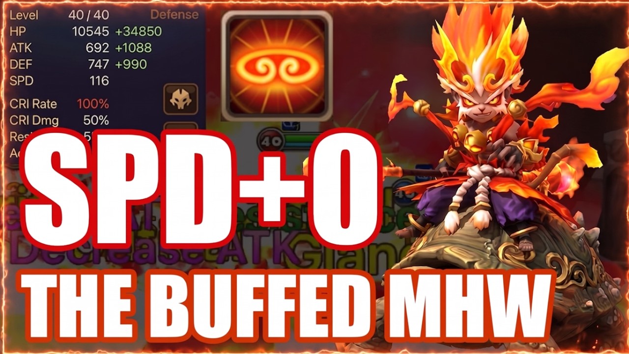 0 Speed Mei Hou Wang Is the Strongest Build After the 120% Speed Scaling Buff😂😂😂【Summoners War RTA】