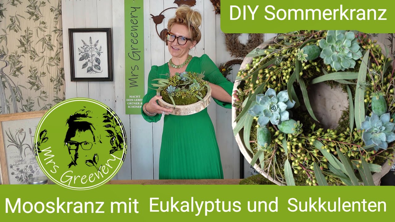 DIY Sommerdeko: Mooskranz mit Sukkulenten: einfach selbermachen