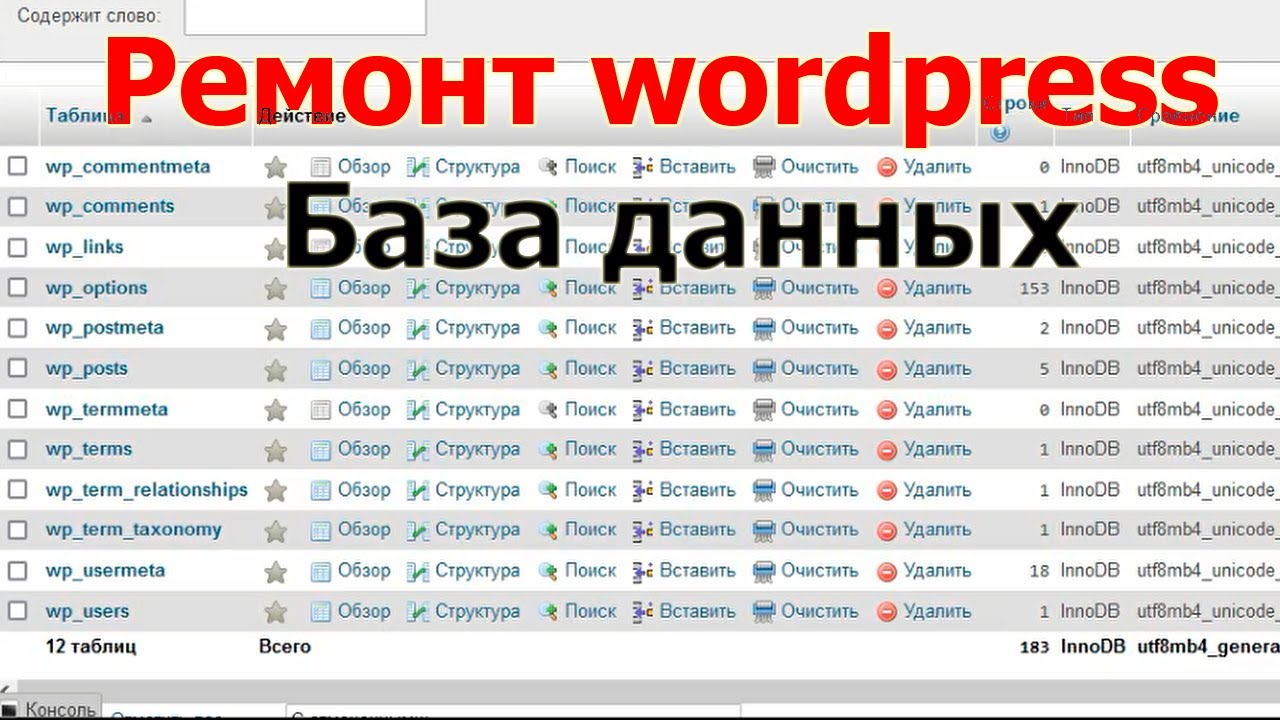 Ремонт Wordpress, база данных: Часть 1