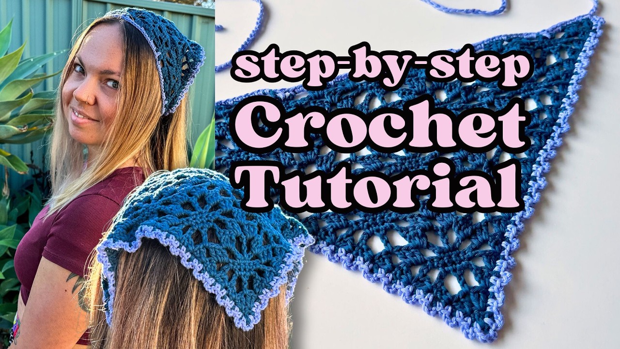 Lacy Floral Crochet Bandana Tutorial (Beginner Friendly!) An easy step-by-step, one-skein project!