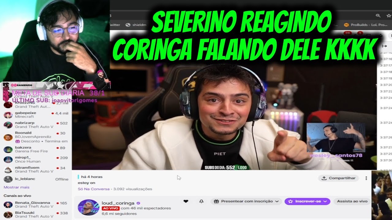 SEVERINO REAGINDO CORINGA FALANDO DELE DEPOIS DA GUERRA KKKK