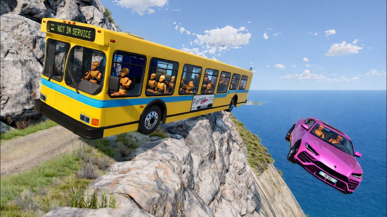  Bus VS  Dangerous Cliff Road 😱 | BeamNG.drive