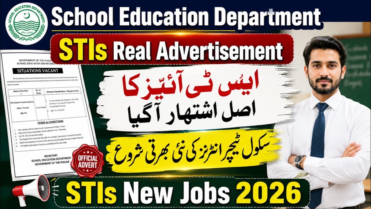  STIs Original Advertisement ||STI Jobs 2026 in Punjab Government Schools