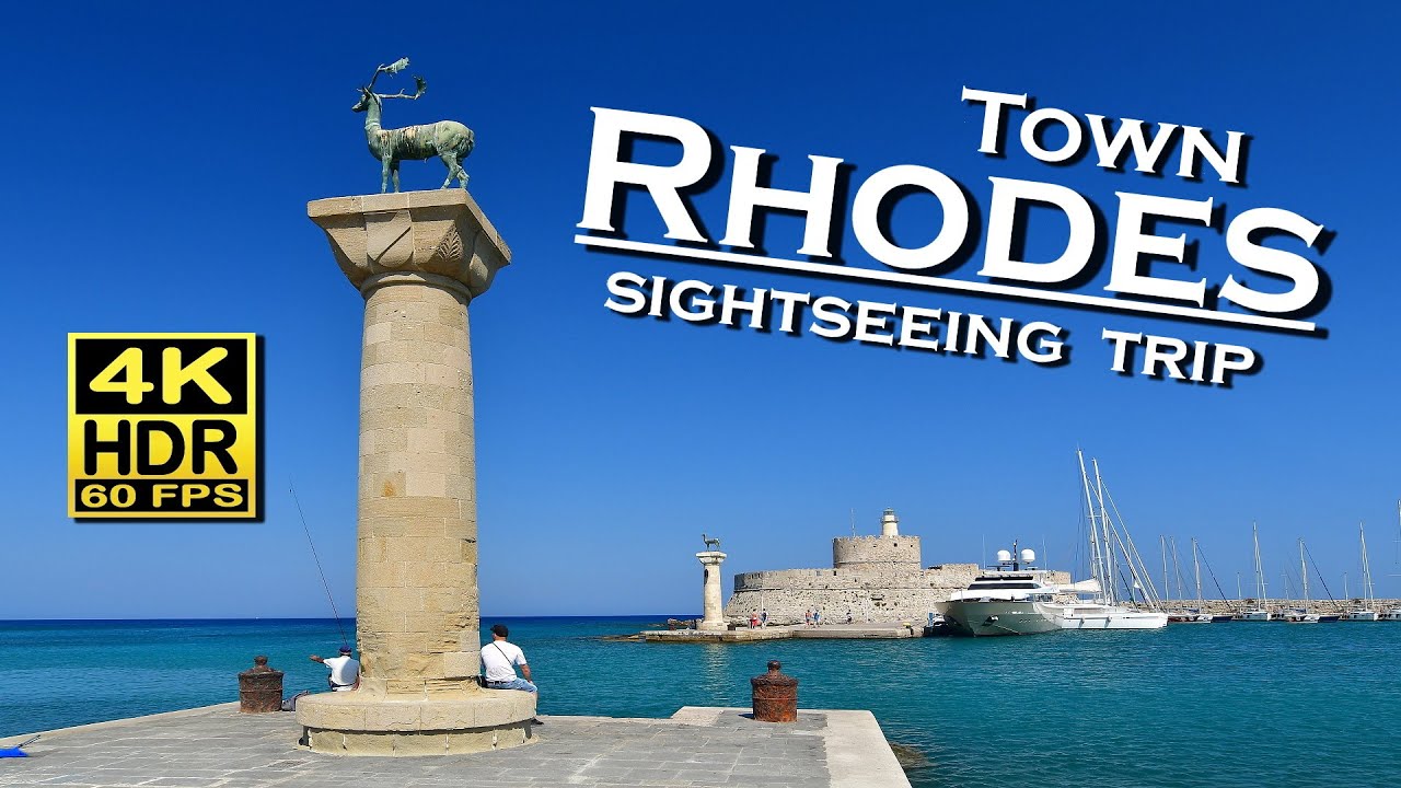 Rhodes Greece city center sightseeing in 4K 60fps HDR 💖 The best places 👀 Motorbike trip , city ride