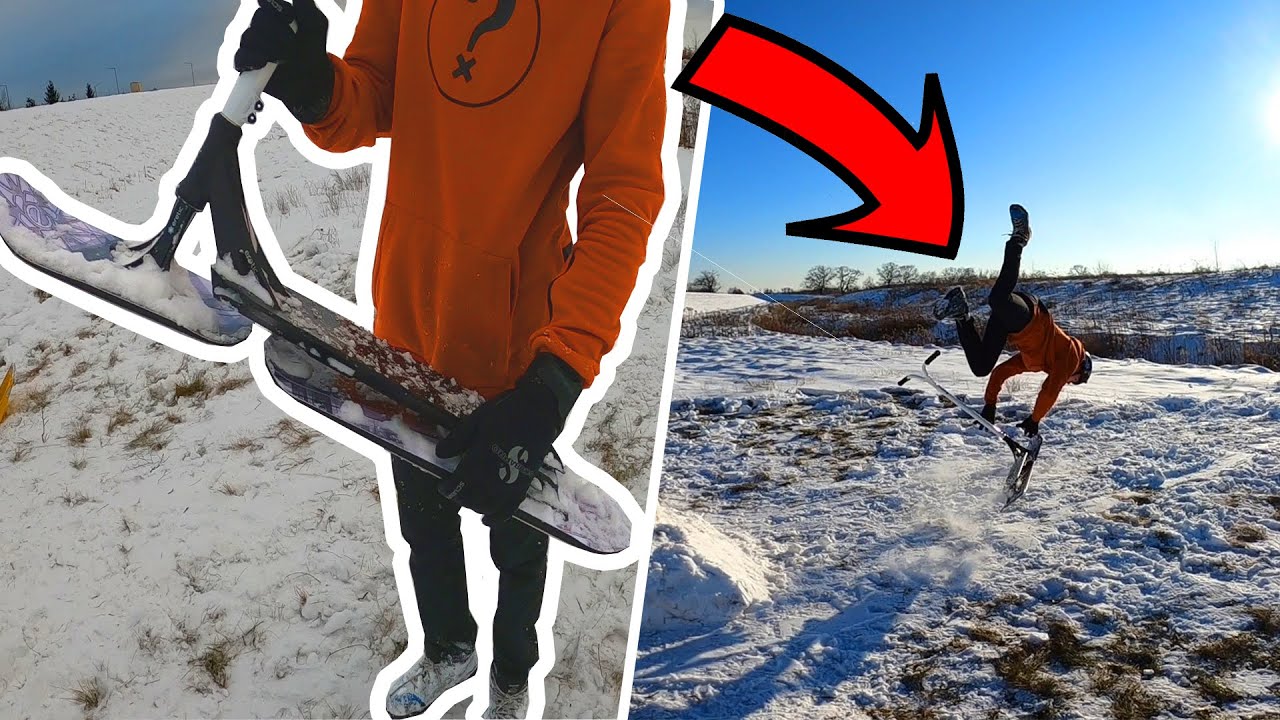 Hulajnoga na śnieg! 😁 WALKA Z BACKFLIPEM I FACEPLANT 😲