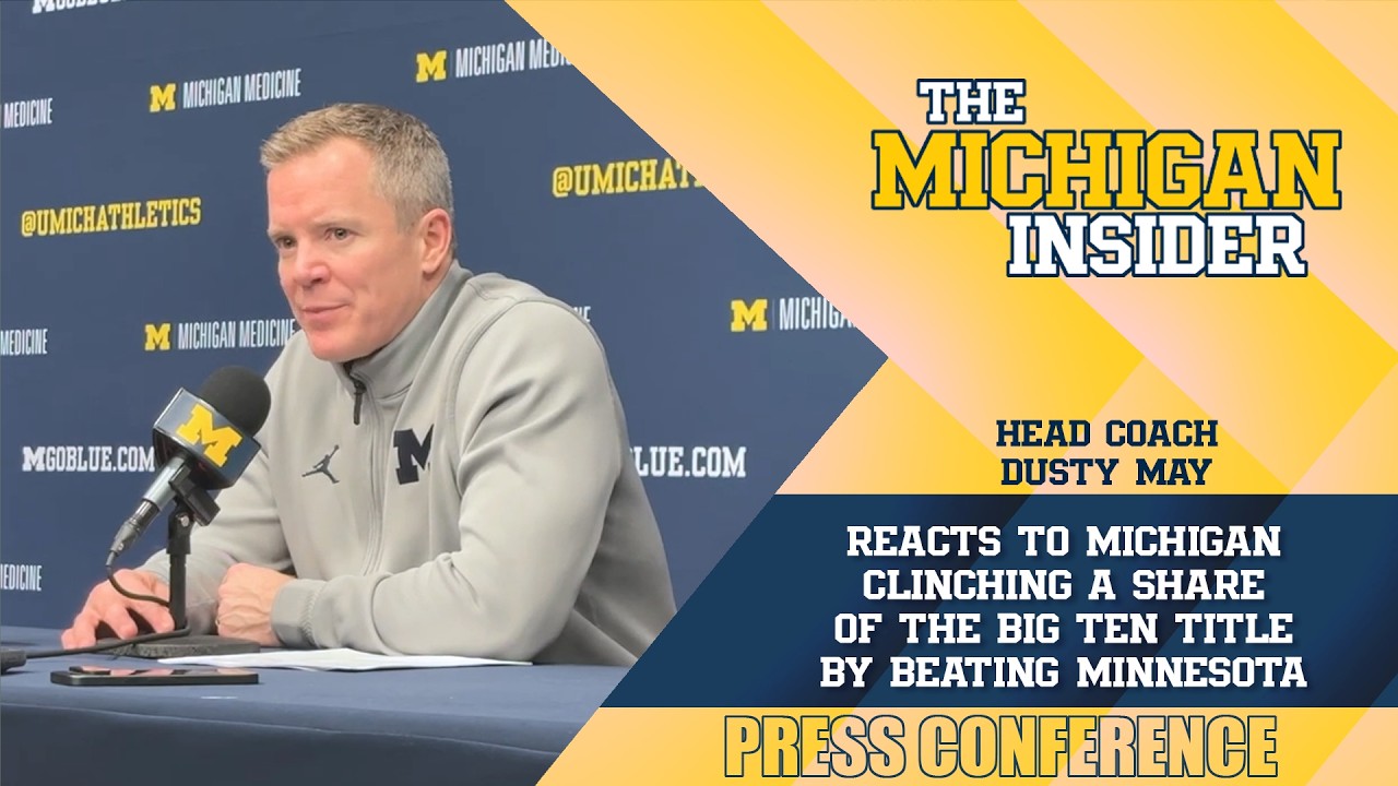 Dusty May reacts to Michigan clinching a share of the Big Ten title by beating Minnesota