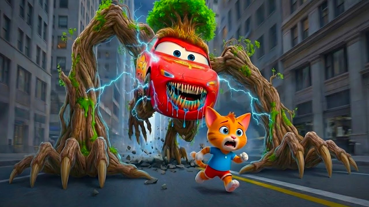 Root Monster McQueen Unleashed: Gas Station Chaos, Live TV Plea | Ai Cat Story
