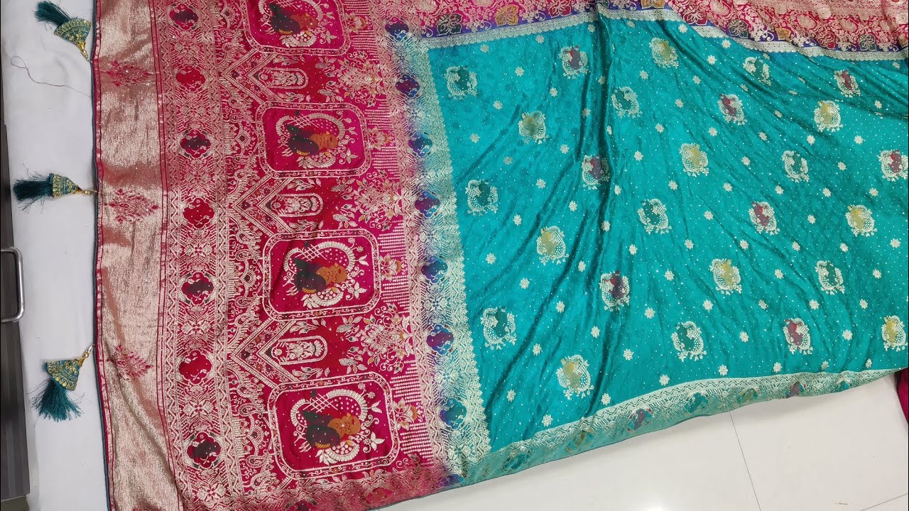 👌👌 Fancy Satin 2D Saree with Heavy Work #saree #fashion #collection #viral 
