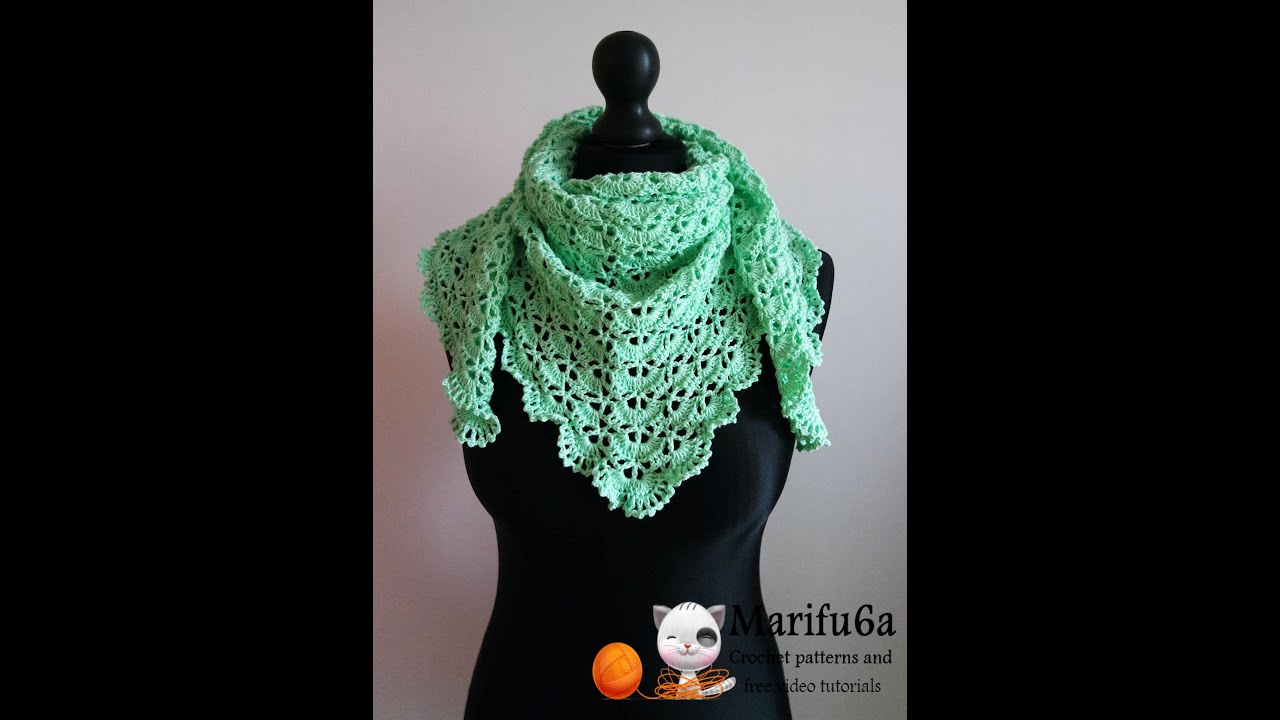How to crochet spring triangle baktus wrap shawl by marifu6a