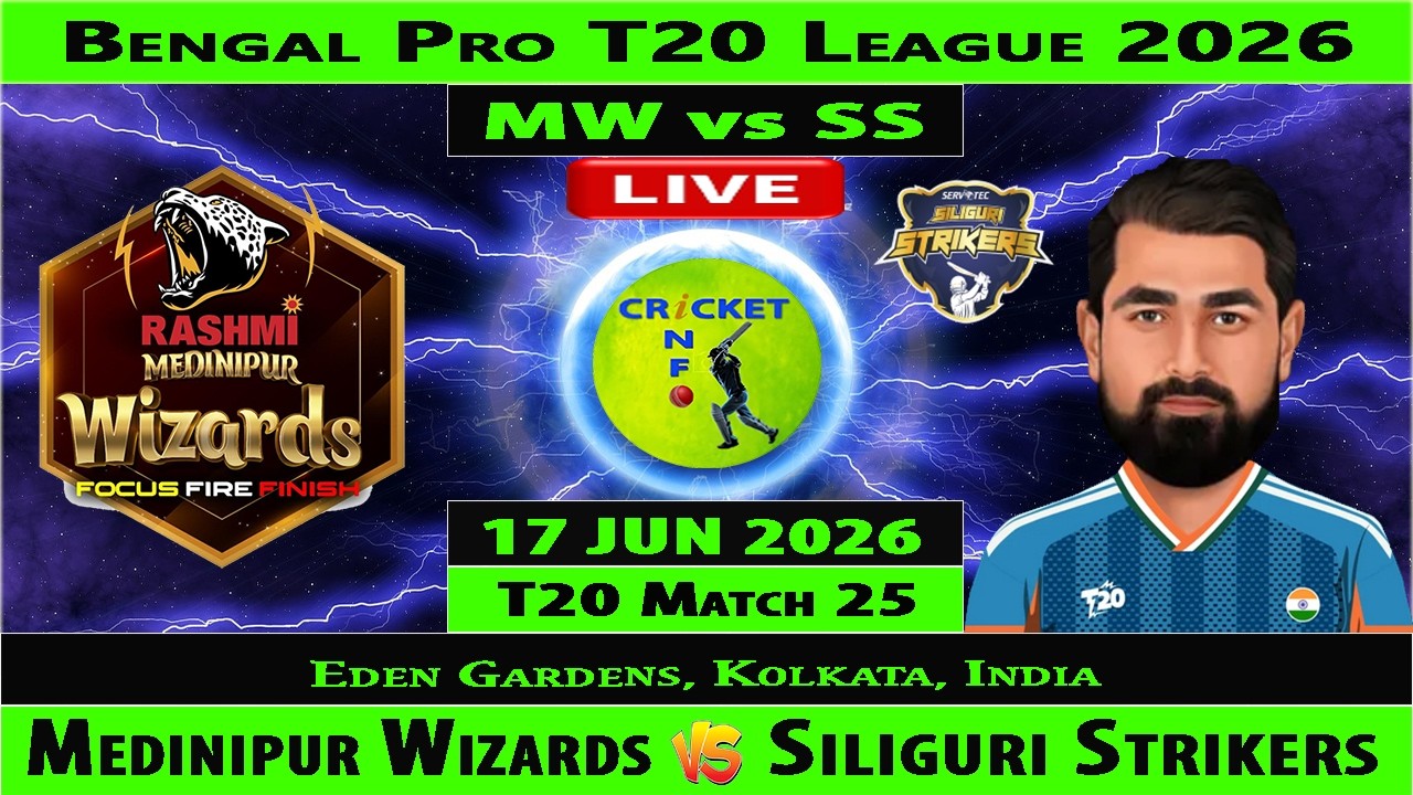Medinipur Wizards vs Siliguri Strikers | MW vs SS Live | 25th T20 of Bengal Pro T20 League 2026