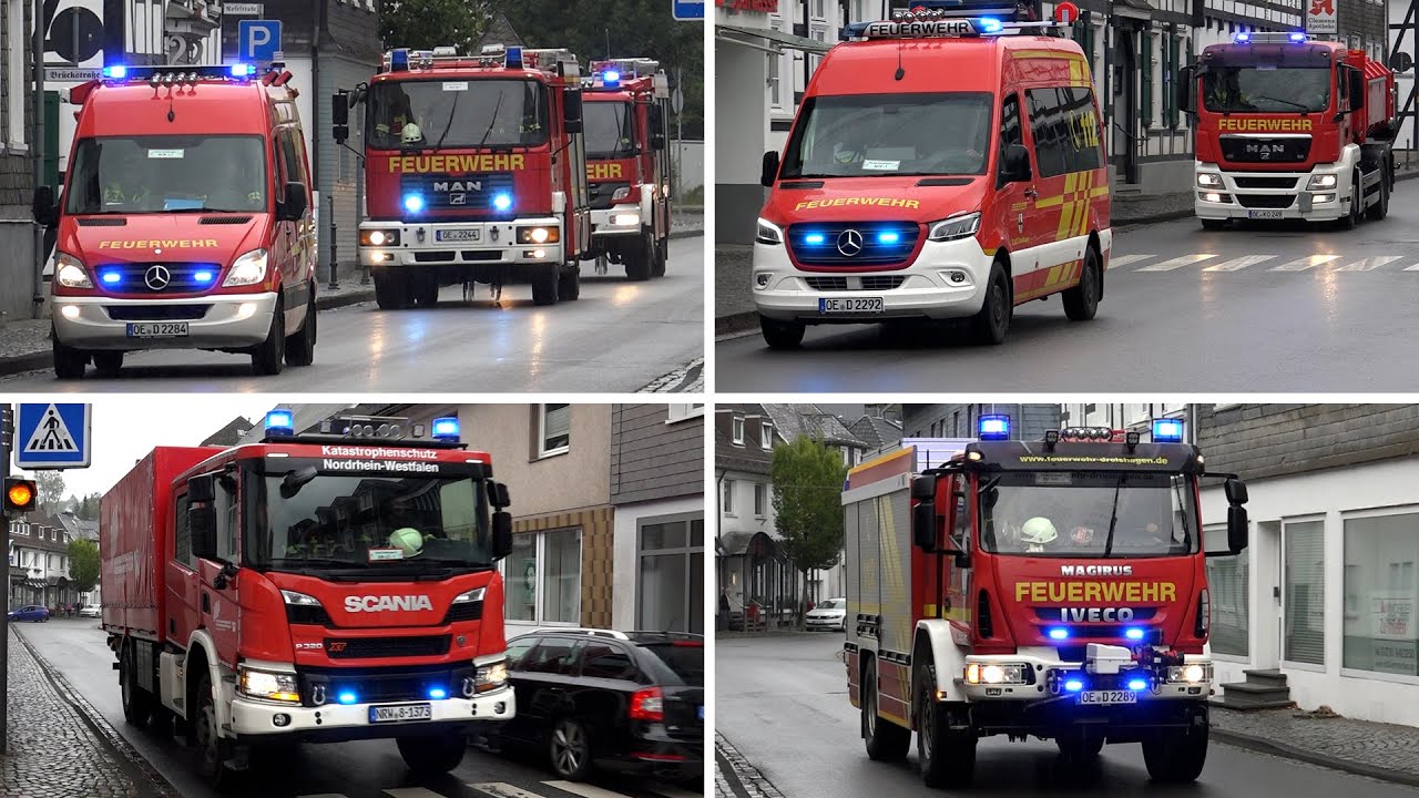 [Sirenenalarmierung] Feuerwehr und DRK Drolshagen auf Einsatzfahrt zur Jahreshauptübung