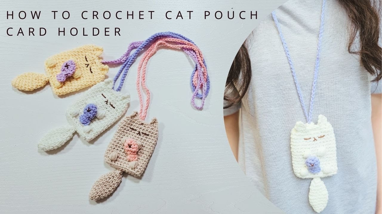 How To Crochet Kawaii Cat Pouch Card Holder! 😻 Free Pattern Tutorial For Beginners