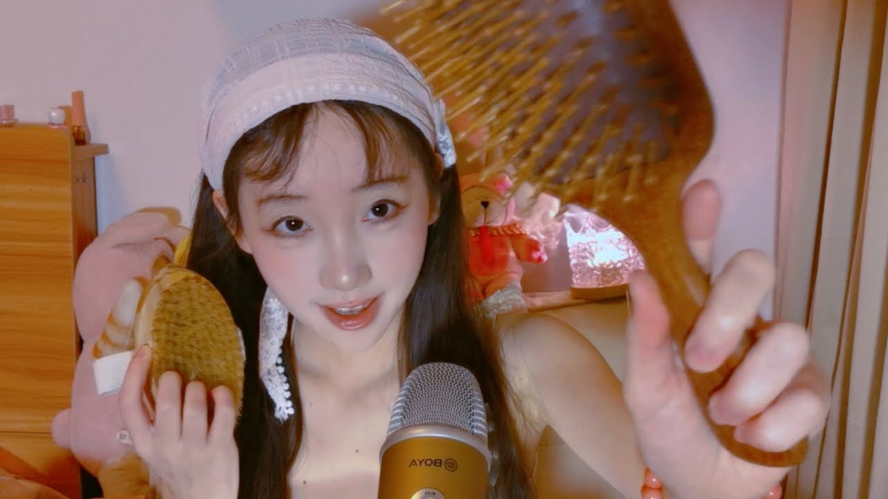 ASMR Tingly Hair Brushing& Spoolie Nibbling& Personal Attention