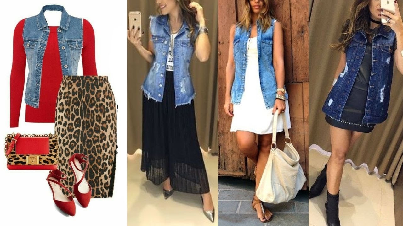 CHALECO DENIM LOOKS CASUALES DE MODA MUJER👒DENIM VEST WOMEN'S FASHION CASUAL LOOKS✨♥