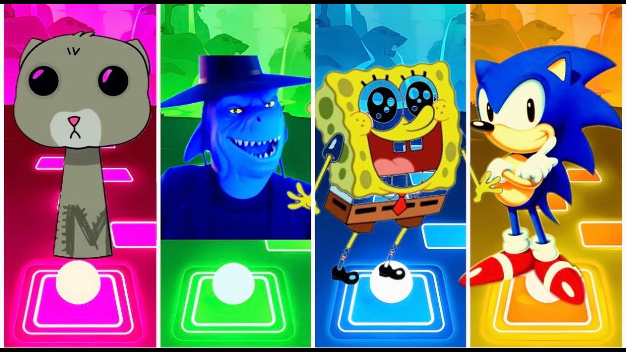 Talking Tom vs Monster vs SpongeBob vs Sonic ⚡ | Tiles Hop Battle | Kids Music Game