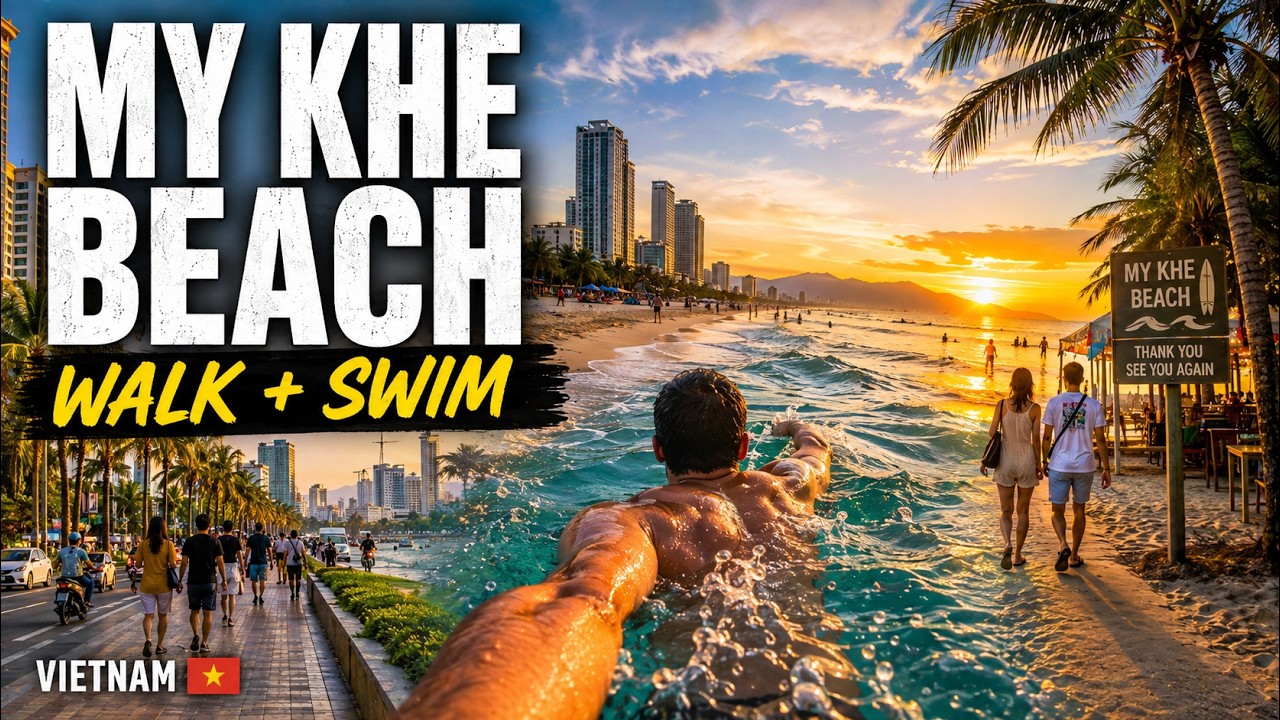 Da Nang, Vietnam 🇻🇳 4K Walk to My Khe Beach + Swimming POV