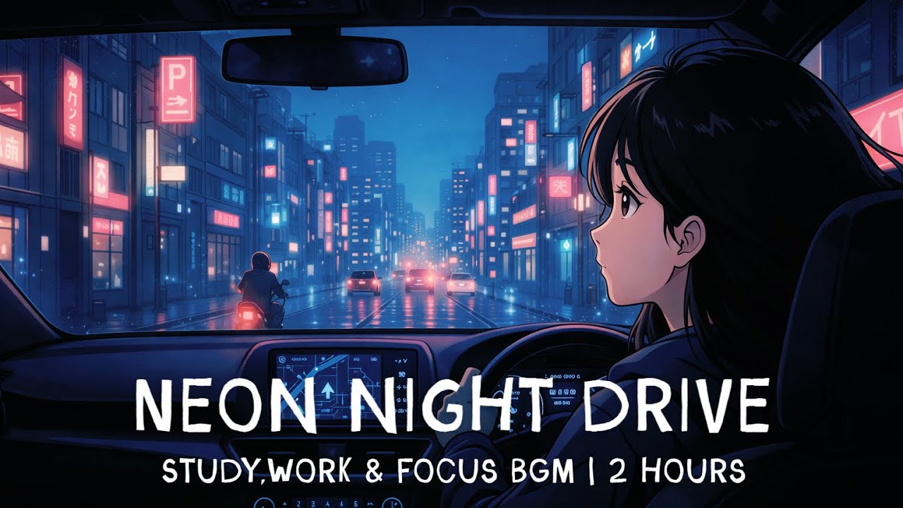Neon Night Drive 🚘 | City Pop 2 Hours | Music for Study, Work & Focus