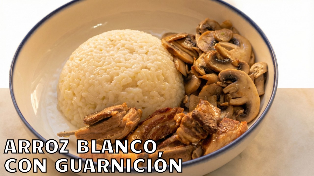 🍚 Arroz blanco PERFECTO con guarnición de cordero y champiñones (fácil y brutal)