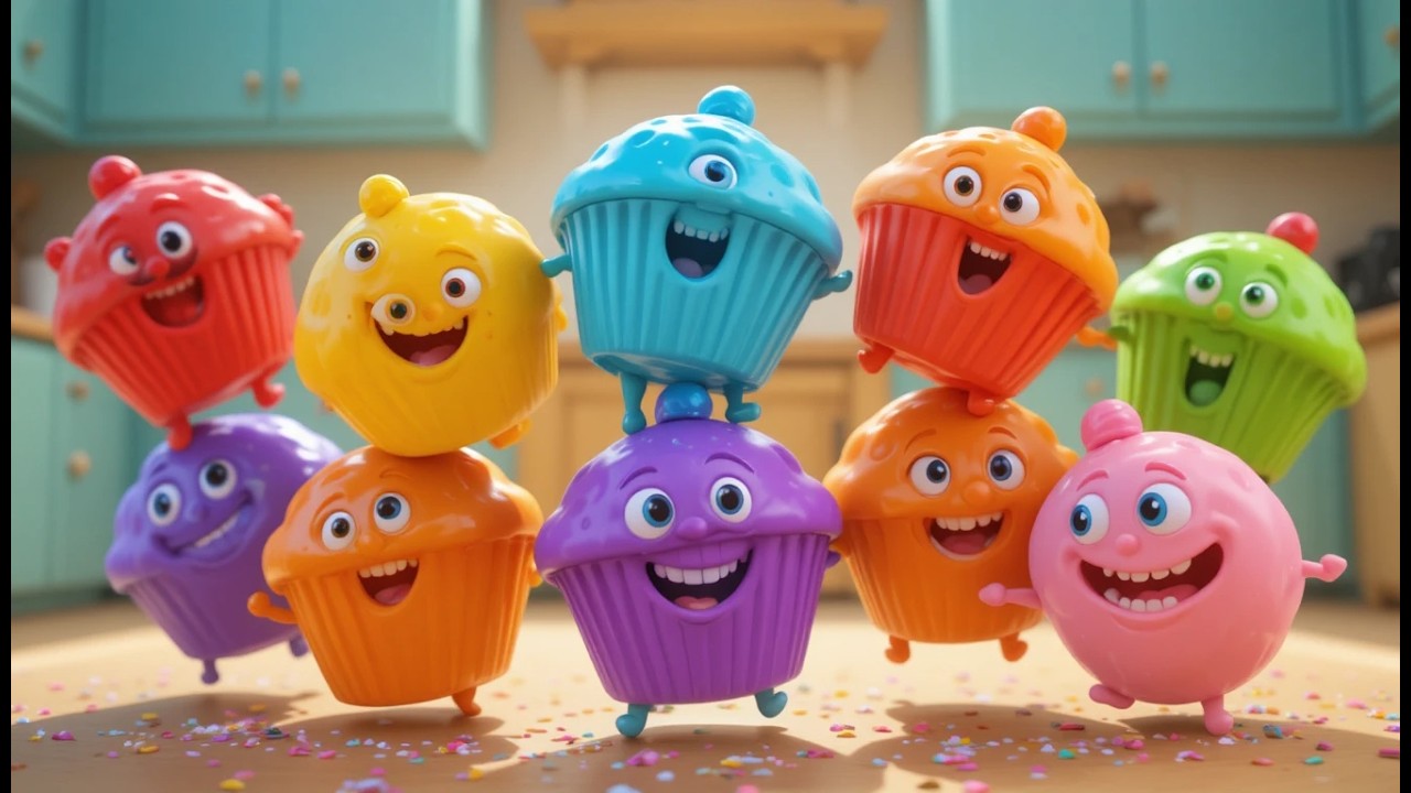 Seven Little Toy Cupcakes Yum Yum Yum | Counting & Cooking Song for Kids